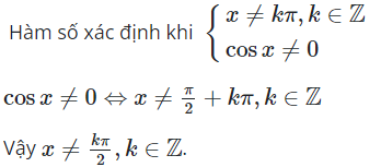 Tập xác định của hàm số y = cotx/cosx là (ảnh 1)