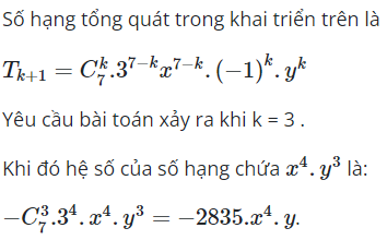 Trong khai triển (3x-y)^7, số hạng chứa (ảnh 1)