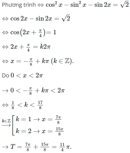 Tính tổng các nghiệm của phương trình cos^2 x - sin2x = căn 2 + sin^2 x (ảnh 1)