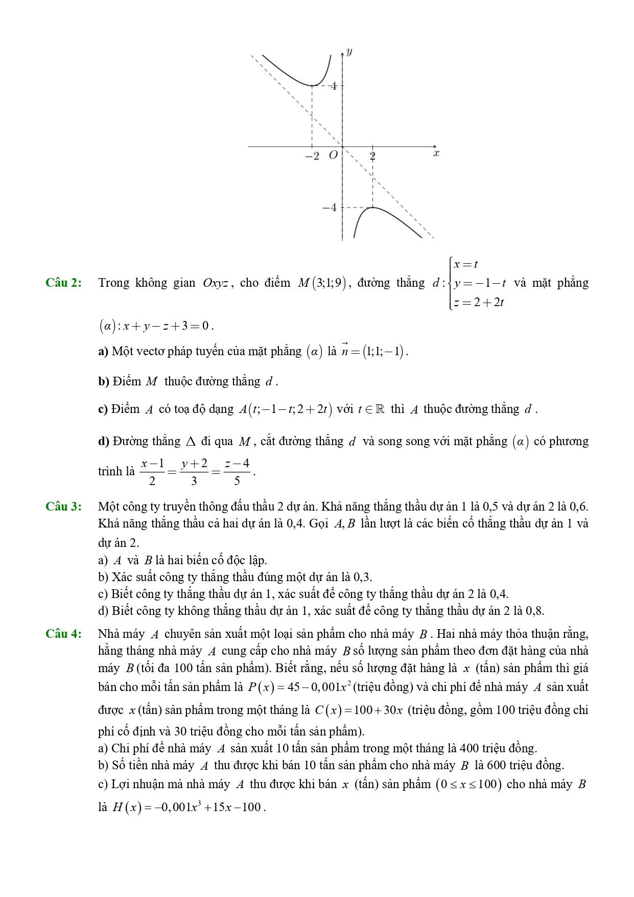 Đề thi thử THPT Quốc gia 2025 môn Toán Sở GD&ĐT Thái Bình có đáp án (ảnh 1)
