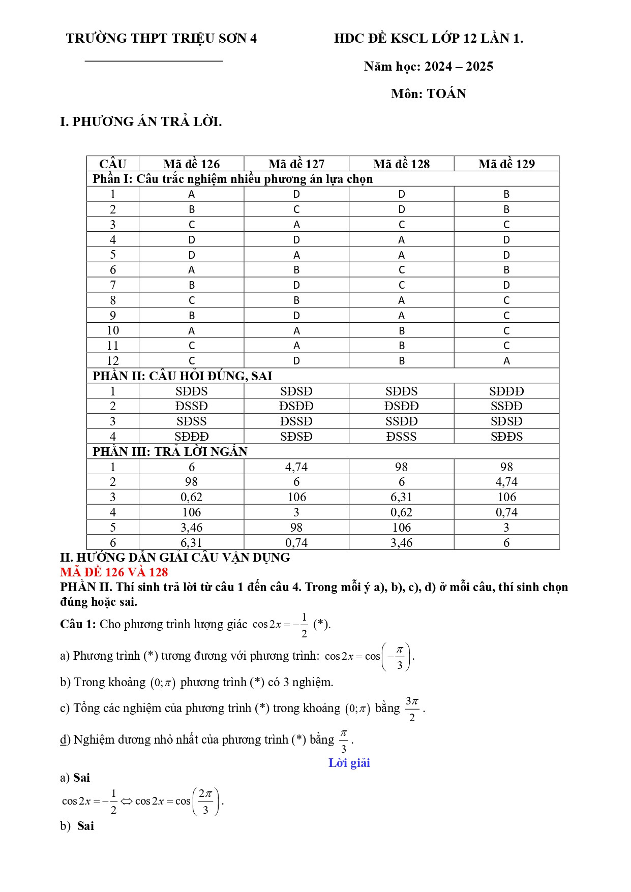 Đề thi thử THPT Quốc gia 2025 môn Toán Trường THPT Triệu Sơn 4 – Thanh Hóa có đáp án (ảnh 1)