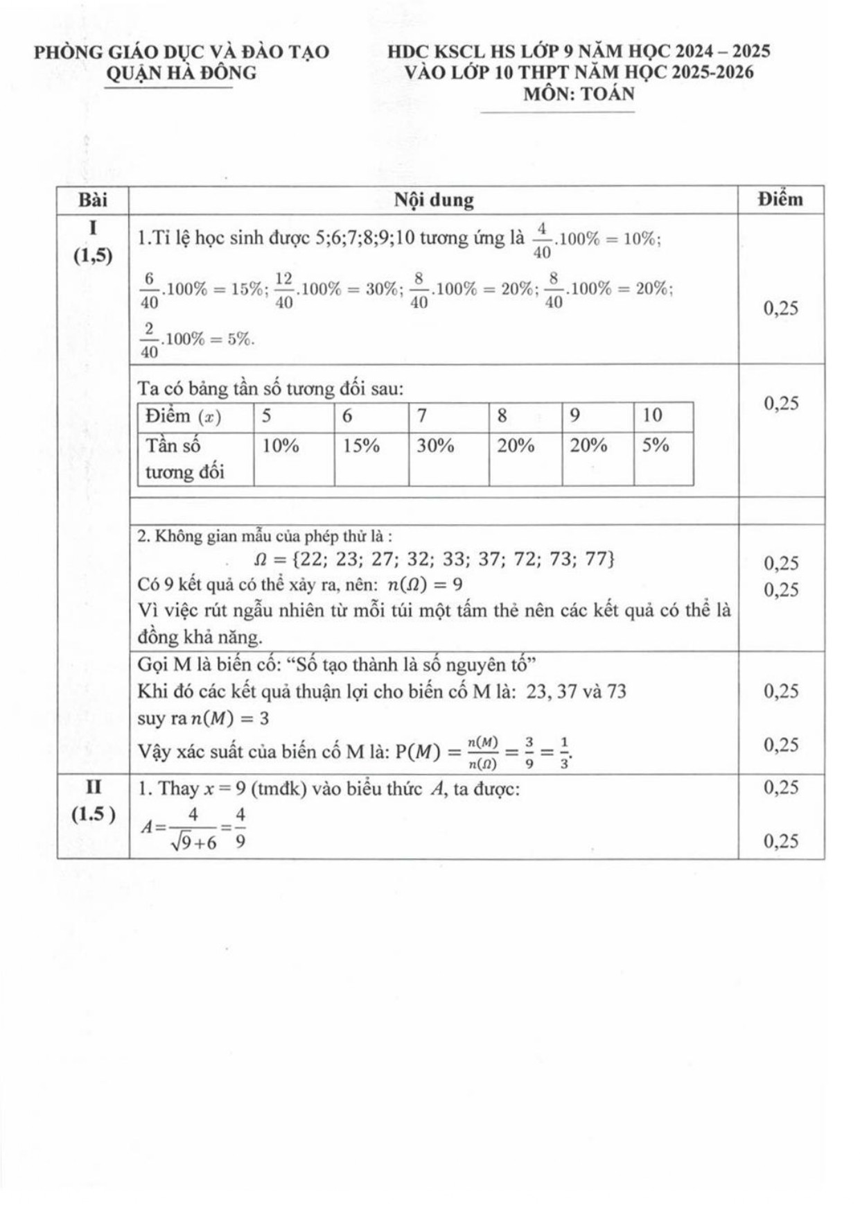 Đề thi thử vào 10 môn Toán (năm 2025 - 2026) Phòng GD&ĐT Hà Đông – Hà Nội có đáp án (ảnh 1)