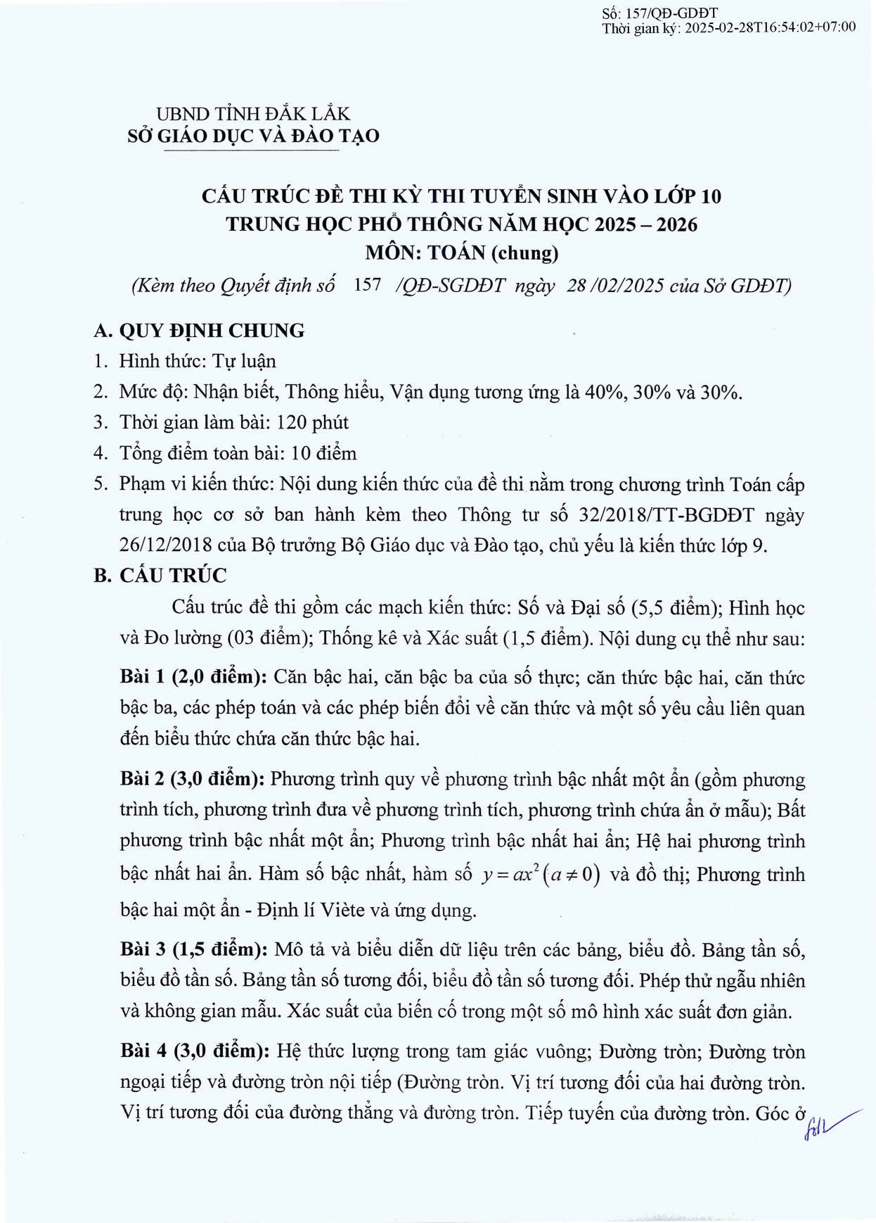 Đề thi thử vào 10 môn Toán (năm 2025 - 2026) Sở GD&ĐT Đắk Lắk có đáp án (ảnh 1)