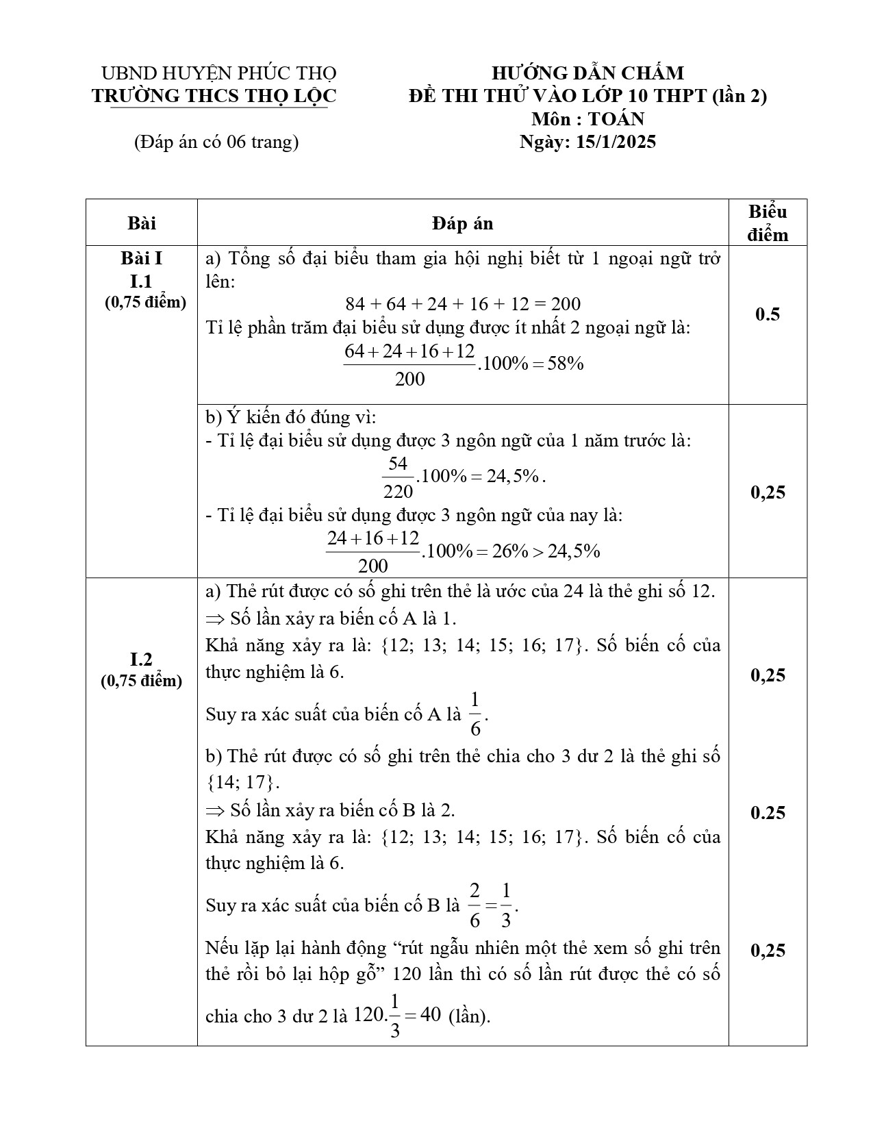 Đề thi thử vào 10 môn Toán (năm 2025 - 2026) Trường THCS Thọ Lộc – Hà Nội có đáp án (ảnh 1)