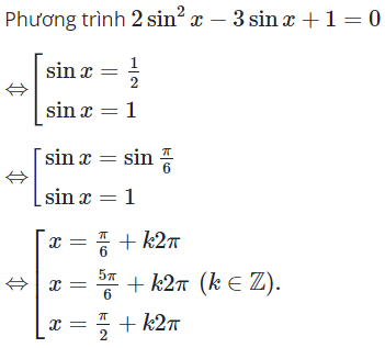 Hỏi trên [0; pi/2), phương trình 2sin^2 x − 3sinx + 1 = 0 có bao nhiêu nghiệm (ảnh 1)