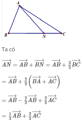 Cho tam giác ABC có N thuộc cạnh BC sao cho BN=2NC (ảnh 1)