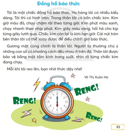 Giải Tiếng Việt lớp 2 Tập 1 Bài 2: Đồng hồ báo thức – Chân trời sáng tạo (ảnh 1)