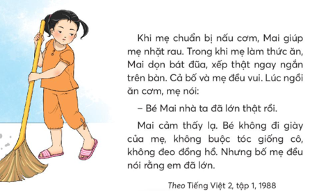 Giải Tiếng Việt lớp 2 Tập 1 Bài 1: Bé Mai đã lớn – Chân trời sáng tạo (ảnh 1)