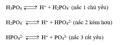 Dung dịch axit photphoric có chứa các ion (không kể H+ và OH- của nước) (ảnh 1)