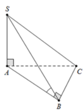 Cho hình chóp S.ABC có đáy ABC là tam giác vuông tại B, BC=a. Cạnh bên SA=a (ảnh 1)