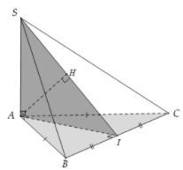Cho hình chóp S.ABC có SA vuông góc (ABC) và đáy ABC là tam giác cân ở A (ảnh 1)