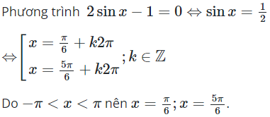 Số nghiệm của phương trình lượng giác: 2sinx - 1 = 0 (ảnh 1)
