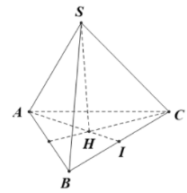 Cho hình chóp tam giác đều S.ABC có cạnh bên bằng b, cạnh đáy bằng d (ảnh 1)