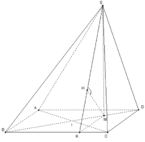 Cho hình chóp S.ABCD có đáy ABCD là hình chữ nhật tâm I với AB=2a căn 3, BC=2a (ảnh 1)
