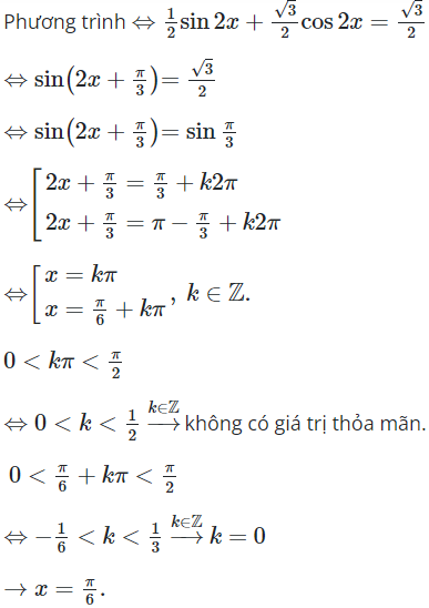 Số nghiệm của phương trình sin2x + căn 3. cos 2x = căn 3 (ảnh 1)