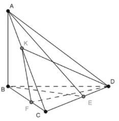 Cho tứ diện ABCD có hai mặt phẳng (ABC) và (ABD) cùng vuông góc với (DBC) (ảnh 1)