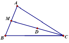 Gọi CM là trung tuyến của tam giác ABC và D là trung điểm của CM (ảnh 1)