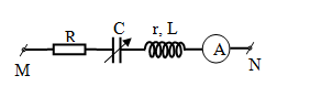 Cho mạch điện xoay chiều như hình vẽ bên. Cuộn dây có r = 10 Ω, L = 1/10π (H) (ảnh 1)