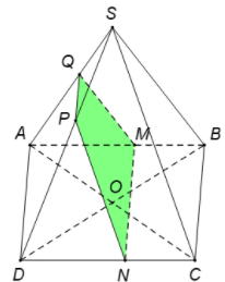 Cho hình vuông ABCD và tam giác đều SAB nằm trong hai mặt phẳng khác nhau (ảnh 1)