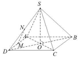 Cho hình chóp S.ABCD có đáy là hình vuông ABCD cạnh bằng a và các cạnh (ảnh 1)