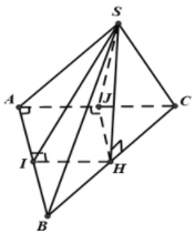 Cho hình chóp S.ABC có đáy ABC là tam giác vuông cân tại A với AB=a (ảnh 1)