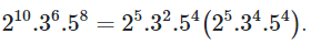 Có bao nhiêu số là ước dương của 2^10.3^6.5^8 và chia hết cho (ảnh 1)