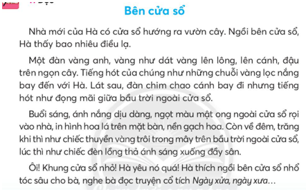 Giải Tiếng Việt lớp 2 Tập 2 Bài 4: Bên cửa sổ – Chân trời sáng tạo (ảnh 1)