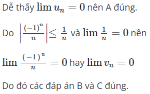 Cho hai dãy số (un), (vn) với un=1/n, vn=(-1)^n/n (ảnh 1)