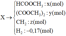 Cho 0,08 mol hỗn hợp X gồm 4 este mạch hở phản ứng vừa đủ với 0,17 mol H2 (ảnh 1)