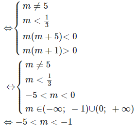 Cho phương trình mx^2−2(m+1)x+m+5=0. Với giá trị nào của m thì (1) (ảnh 1)