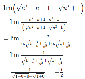 Giới hạn lim ((căn n^2-n+1)-căn(n^2+1)) bằng (ảnh 1)