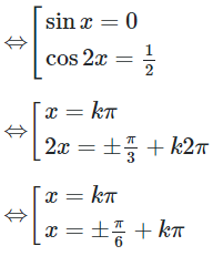 Giải phương trình sin3x - 4sinxcos2x = 0 (ảnh 1)