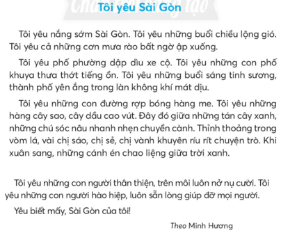 Giải Tiếng Việt lớp 2 Tập 2 Bài 4: Tôi yêu Sài Gòn – Chân trời sáng tạo (ảnh 1)