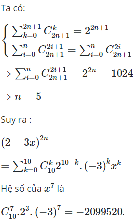 Tìm hệ số của x^7 trong khai triển thành đa thức của  (ảnh 1)