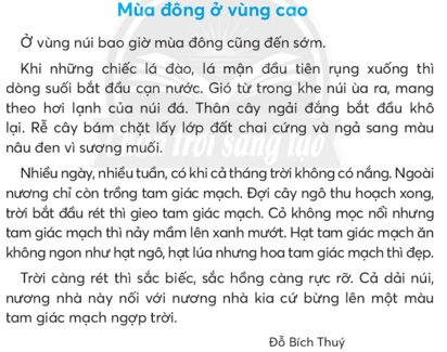 Giải Tiếng Việt lớp 2 Tập 2 Bài 4: Mùa đông ở vùng cao – Chân trời sáng tạo (ảnh 1)