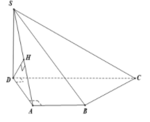 Cho hình thang vuông ABCD vuông ở A và D, AD= 2a .Trên đường thẳng vuông góc (ảnh 1)