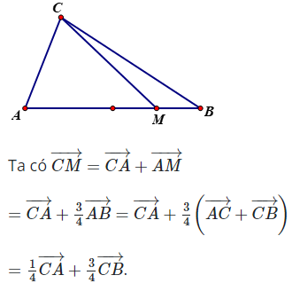 Cho tam giác ABC có M thuộc cạnh AB sao cho AM=3MB. Đẳng thức nào (ảnh 1)