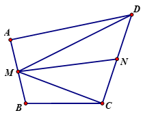 Gọi M,N lần lượt là trung điểm của các cạnh AB và CD của tứ giác ABCD (ảnh 1)