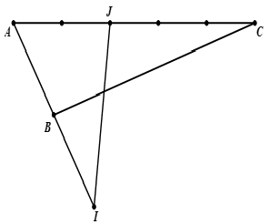Cho tam giác ABC. Gọi I, J là hai điểm xác định bởi vecto IA=2IB (ảnh 1)