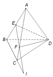 Cho điểm A không nằm trên mặt phẳng alpha chứa tam giác BCD. Lấy E, F là (ảnh 1)