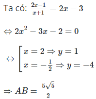 Cho hàm số y=(2x-1)/(x+1) có đồ thị (C) và đường thẳng d: y=2x-3 (ảnh 1)