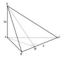 Cho hình chóp tam giác S.ABC với SA vuông góc với (ABC) và SA=3a (ảnh 1)
