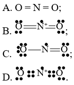 Công thức Lewis biểu diễn cấu tạo của NO2 là (ảnh 1)