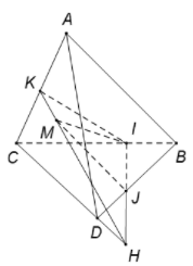 Cho tứ diện ABCD và điểm M thuộc miền trong của tam giác ACD. Gọi I và J (ảnh 1)