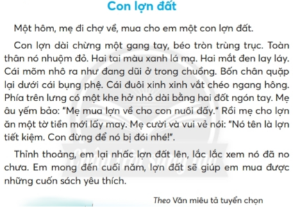 Giải Tiếng Việt lớp 2 Tập 1 Bài 4: Con lợn đất – Chân trời sáng tạo (ảnh 1)