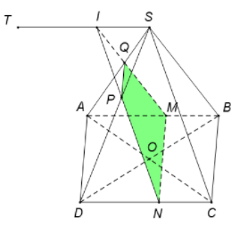 Cho hình vuông ABCD và tam giác đều SAB nằm trong hai mặt phẳng khác nhau (ảnh 1)
