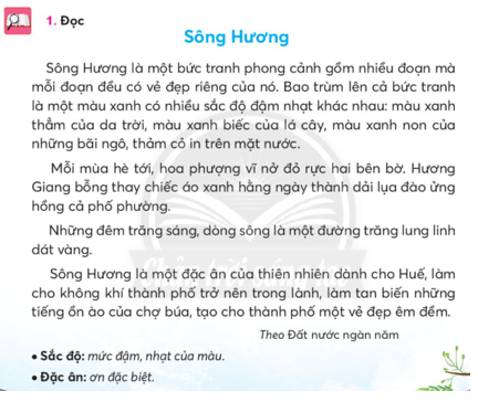 Giải Tiếng Việt lớp 2 Tập 2 Bài 4: Sông Hương – Chân trời sáng tạo (ảnh 1)