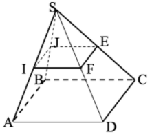 Cho hình chóp S.ABCD có đáy  là hình bình hành. Gọi I, J, E, F lần lượt là trung điểm (ảnh 1)