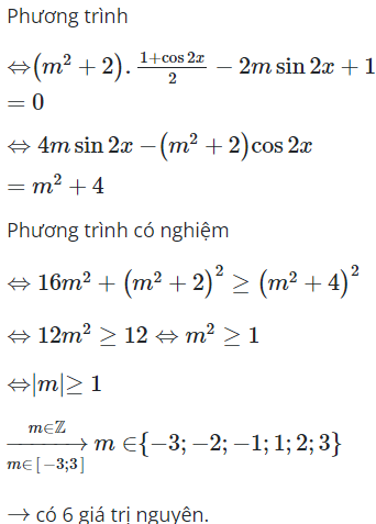 Có tất cả bao nhiêu giá trị nguyên của tham số thuộc đoạn [−3; 3] để phương trình (ảnh 1)