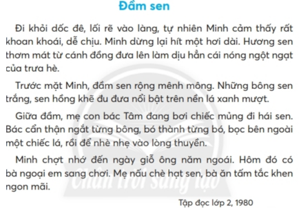 Giải Tiếng Việt lớp 2 Tập 2 Bài 2: Đầm sen – Chân trời sáng tạo (ảnh 1)